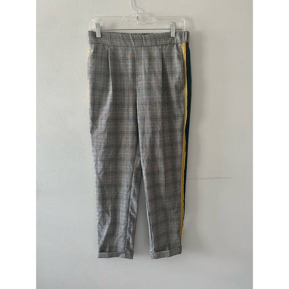 Zara Pants Women's 5 Gray Trafulac Cigarette Glen Plaid Side Stripe Academia - Picture 1 of 10